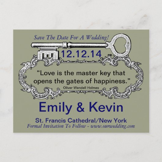 Schlüssel zu meinem Herzen Ankündigungspostkarte (Vorderseite)