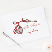 Schlüssel zu meinem Herzen ~ Rot Ovaler Aufkleber (Umschlag)