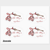 Schlüssel zu meinem Herzen ~ Rot Ovaler Aufkleber (Blatt)