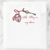 Schlüssel zu meinem Herzen ~ Rot Ovaler Aufkleber (Tasche)