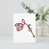 Schlüssel zu meinem Herzen ~ Rot Postkarte (Stehend Vorderseite)