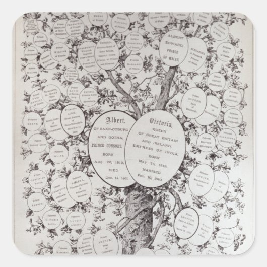 Schlüssel zum genealogischen Baum Quadratischer Aufkleber (Vorderseite)