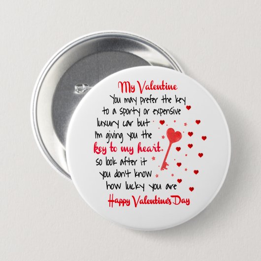 Schlüssel zum Valentinstag meines Herzens Button (Vorne & Hinten)