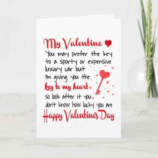 Schlüssel zum Valentinstag meines Herzens Karte (Vorderseite)
