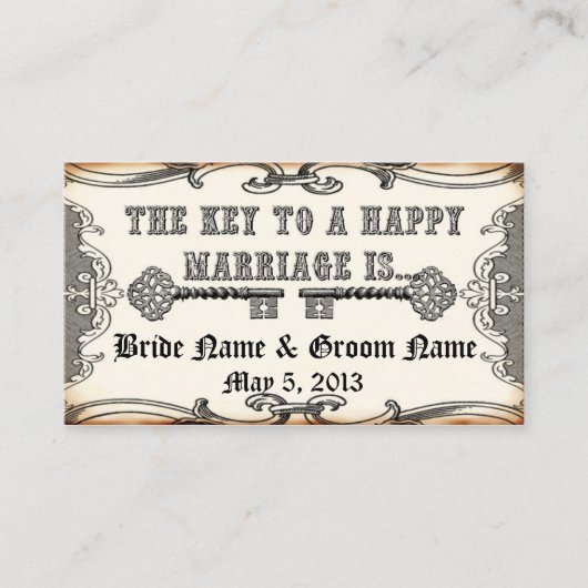 Schlüssel zur Eheschließungsberatung Save the Date Hinweiskarte (Vorderseite)