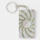 Schlüsselanhänger (Acryl) - Grüne Spirale auf Weiß (Vorderseite)