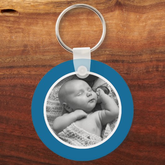 Schlüsselanhänger aus blauem und weißem Foto (Vorderseite)