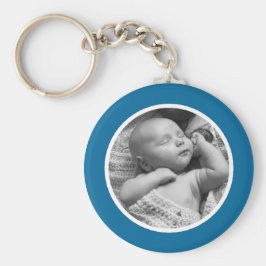 Schlüsselanhänger aus blauem und weißem Foto