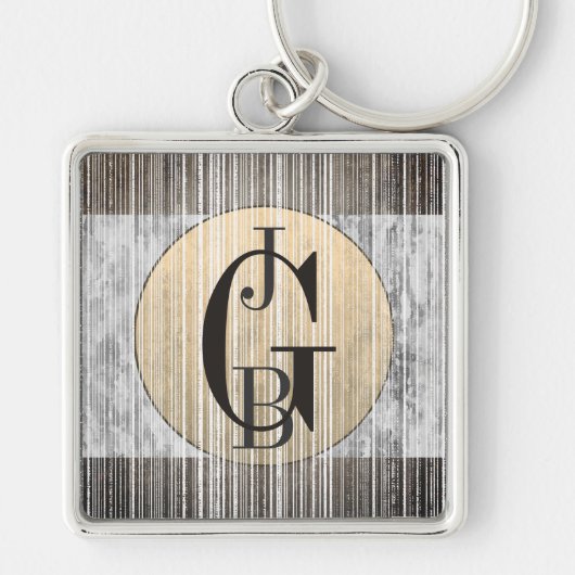 Schlüsselanhänger aus Gold, grauem Marmor und Stre (Vorne)