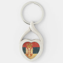 Schlüsselanhänger aus Metall mit Serbienflagge