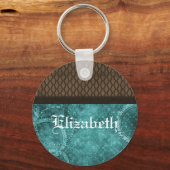 Schlüsselanhänger aus Stahlgetriebe, Aquamarin (Vorderseite)