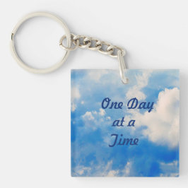 Schlüsselanhänger-Azurblau mit weißen Wolken Schlüsselanhänger