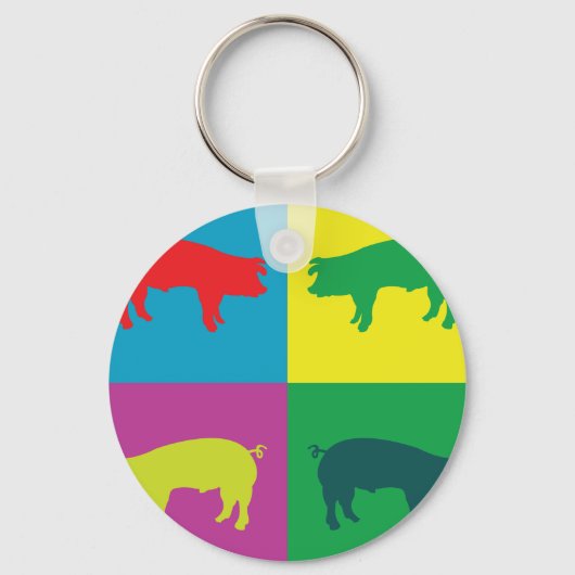 Schlüsselanhänger der farbigen Schweine (Vorderseite)