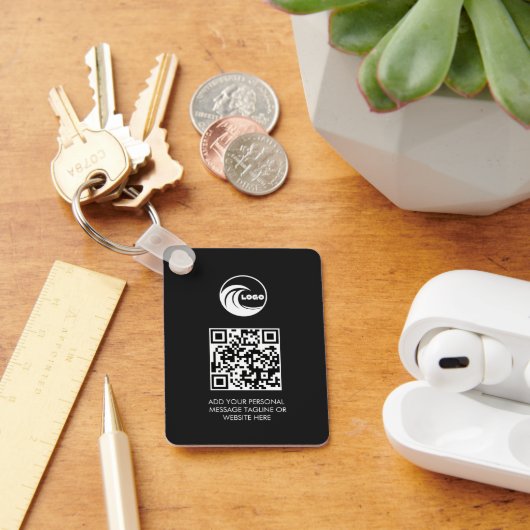 Schlüsselanhänger Einfacher schwarzer QR-Code Firm (Schreibtisch)