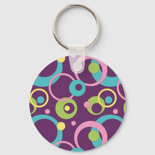 Schlüsselanhänger für Funky Lila Circles (Vorderseite)