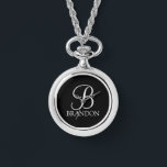 Schlüsselanhänger für personalisierte Skriptmonogr Armbanduhr<br><div class="desc">Personalisiert Monogram und Name Gift zeichnen sich durch personalisierte Monogramm im Schriftart-Stil und den Namen im klassischen weißen Serif-Schriftart auf schwarzem Hintergrund aus. Perfekt als Urlaubsgeschenke,  Familienfavoriten und für alle besondere Anlässe Wiedersehen.</div>
