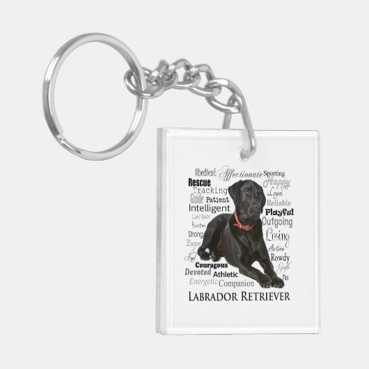 Schlüsselanhänger für schwarze Lab-Tracks (Vorderseite links)