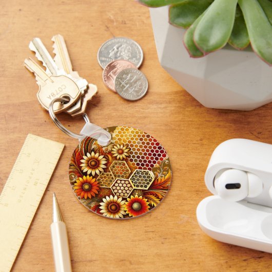 Schlüsselanhänger für Sonnenblumen und Wabendesign (Schreibtisch)