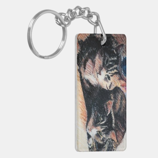 Schlüsselanhänger für Tabby-Cat-Rectangle, anpassb (Vorderseite links)