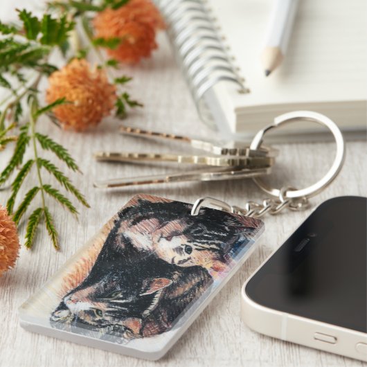 Schlüsselanhänger für Tabby-Cat-Rectangle, anpassb (Vorderseite rechts)