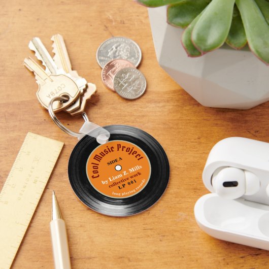 Schlüsselanhänger für Vinyl-Schallplatten mit Name (Schreibtisch)
