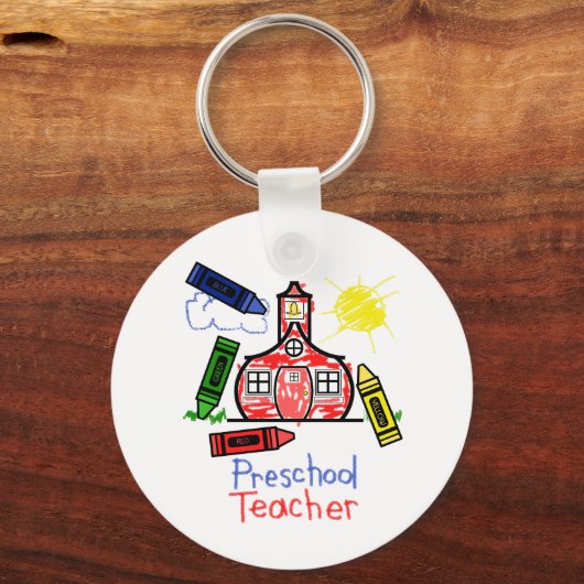 Schlüsselanhänger für Vorschullehrer - Schulhaus & (Vorderseite)