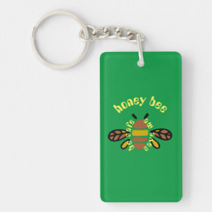 Schlüsselanhänger Honey bee Acryl - grünes Rechtec