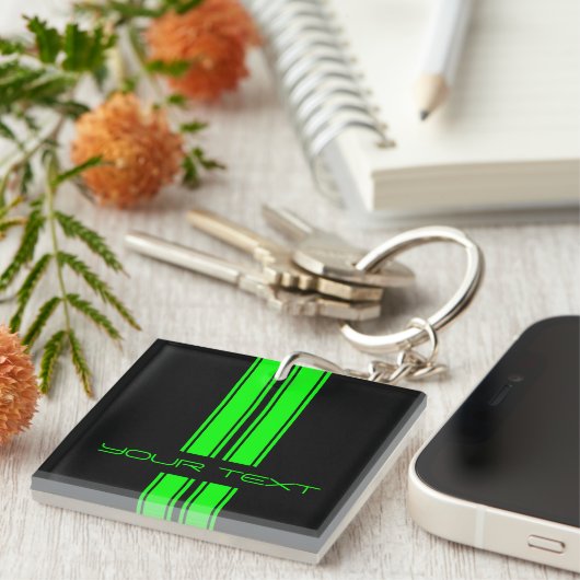 Schlüsselanhänger - Ihr Text - Schwarzes/Limones (Vorderseite rechts)