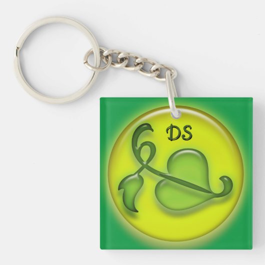 Schlüsselanhänger - Ivy Leaf in 3-D und Initialen (Vorderseite)