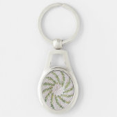 Schlüsselanhänger (Metall) - Grüne Spirale auf Wei (Vorderseite)