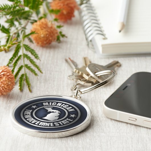 Schlüsselanhänger "Michigan Steel" (blau) (Seite)