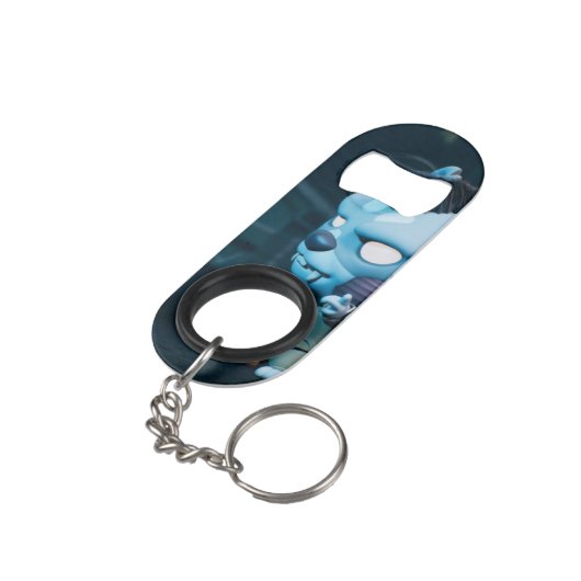 Schlüsselanhänger Mini Flaschenöffner (Rückseite Schrägansicht)