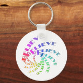 Schlüsselanhänger mit BELIEVE geschrieben in Multi (Vorderseite)