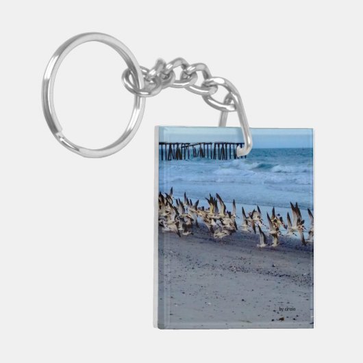 Schlüsselanhänger mit Bild der Vögel, schwarze (Vorderseite links)