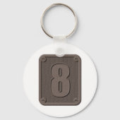 Schlüsselanhänger mit einer Metallnummer acht (Rückseite)