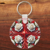 Schlüsselanhänger mit englischer Rose Design (Rückseite)