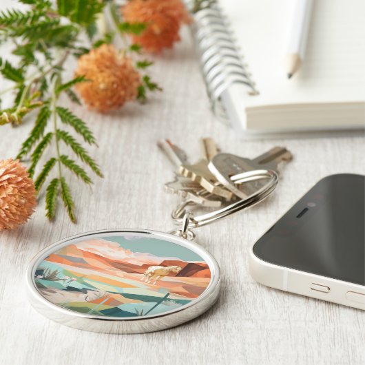 Schlüsselanhänger mit Landschaftlichen Pferden und (Seite)