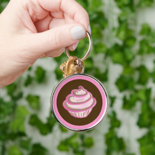 Schlüsselanhänger mit rosa Wirbel-Cupcake