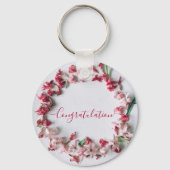 Schlüsselanhänger mit roter und rosa Blume. Schlüs (Vorderseite)