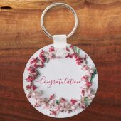 Schlüsselanhänger mit roter und rosa Blume. Schlüs (Vorderseite)