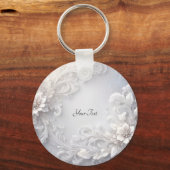 Schlüsselanhänger mit weißer Blüte (Vorderseite)