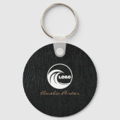Schlüsselanhänger Moderne Schwarz-Gold-Monogramm-D (Rückseite)