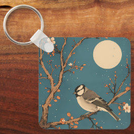 Schlüsselanhänger Moonlit Bird on Blossom Branch