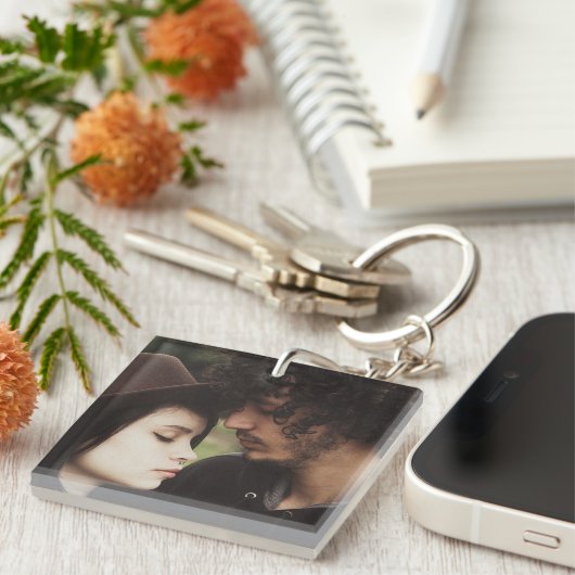 Schlüsselanhänger personalisiert Couple's Foto Squ (Vorderseite rechts)