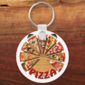 Schlüsselanhänger Pizza auf dem Schneidebrett (Vorderseite)