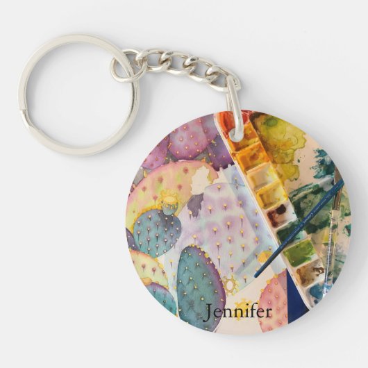 Schlüsselanhänger Prickly Pear Cactus Art (Vorderseite)