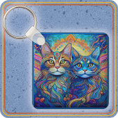 SCHLÜSSELANHÄNGER - Retro Psychedelic Cats