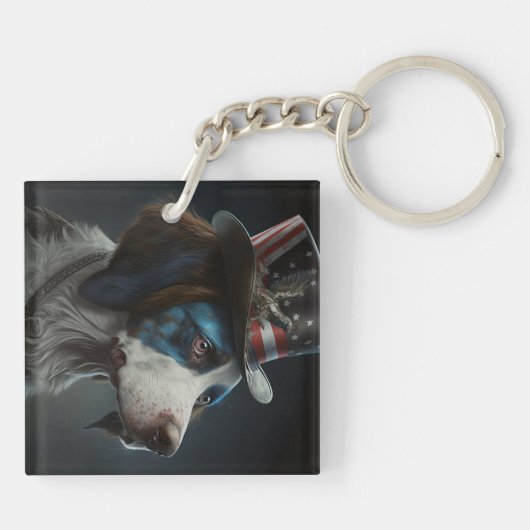 Schlüsselanhänger Rustikale Flagge Patriotisch (Rückseite)