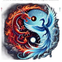 Schlüsselanhänger - Tanz des Drachen und Phönix