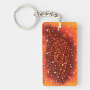 Schlüsselanhänger Tiger läuft in Galaxy Starry Nig